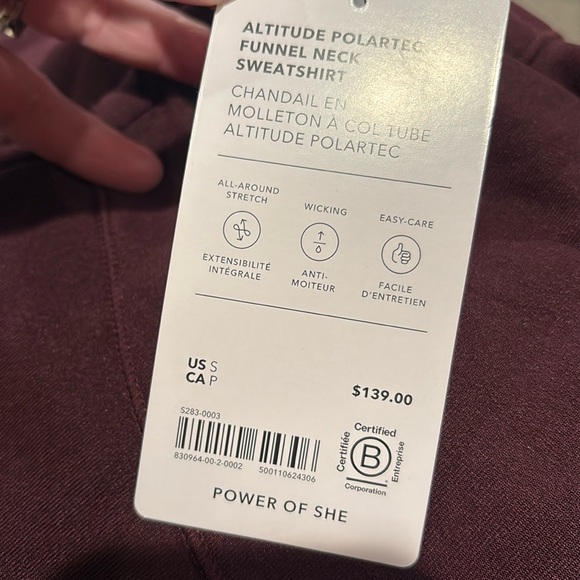 NWT Athleta Polartec Funnel Neck Spice Cabernet Sweatshirt Size Small - Picture 6 of 10